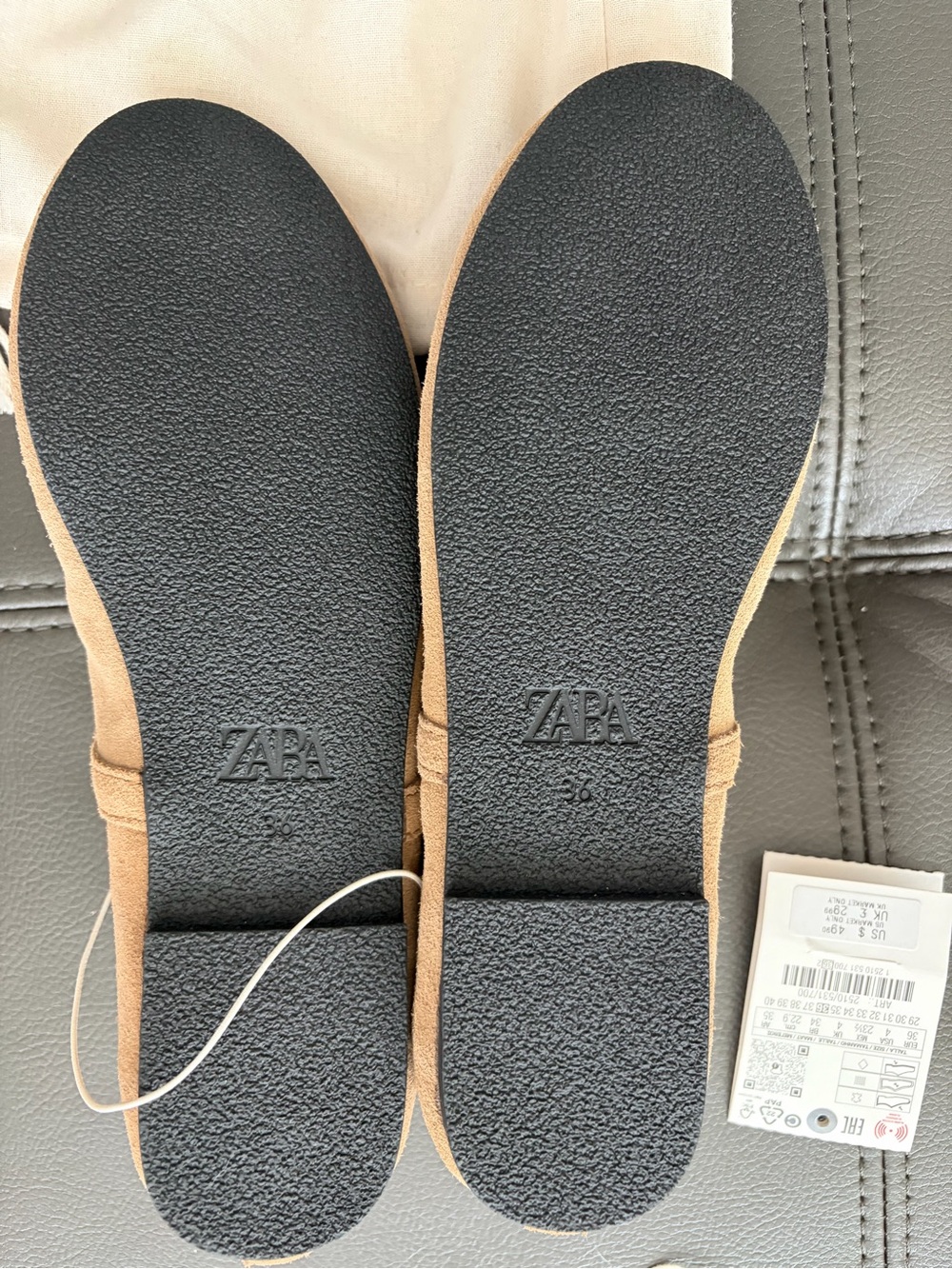 Zara Women’s Camel Mary Jane Flats with Buckle - Picture 3 of 9